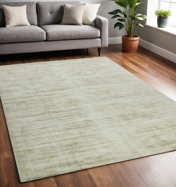 HomeRoots 4' Sand and Ivory Abstract Hand-Woven Area Rug - Artisanal Charm for Cozy, Modern Spaces 5' X 8' 570238