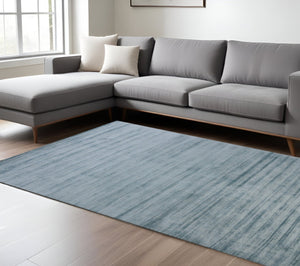 HomeRoots 4' Hand-Woven Striped Area Rug in Light and Dark Blue – Artisan Crafted for Cozy Spaces & Style 10' X 14' 570247