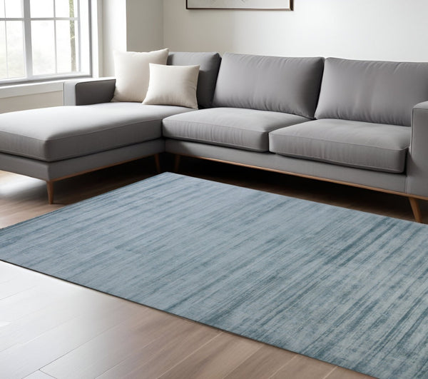 HomeRoots 4' Hand-Woven Striped Area Rug in Light and Dark Blue – Artisan Crafted for Cozy Spaces & Style 10' X 14' 570247