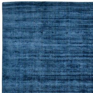 HomeRoots 4' Dark Blue Striped Hand-Woven Area Rug – Artisan Crafted Soft Viscose for Timeless Elegance in Any Room 4' X 6' 570249