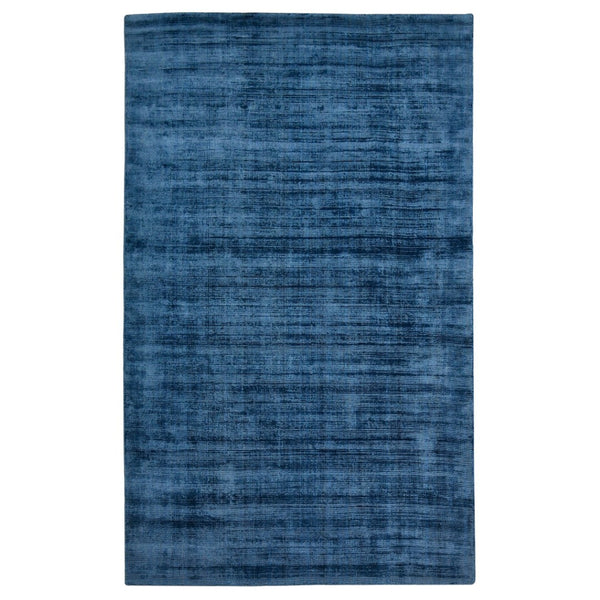 HomeRoots 4' Dark Blue Striped Hand-Woven Area Rug – Artisan Crafted Soft Viscose for Timeless Elegance in Any Room 4' X 6' 570249
