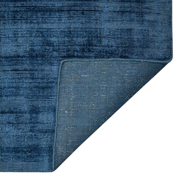 HomeRoots 4' Dark Blue Striped Hand-Woven Area Rug – Artisan Crafted Soft Viscose for Timeless Elegance in Any Room 4' X 6' 570249
