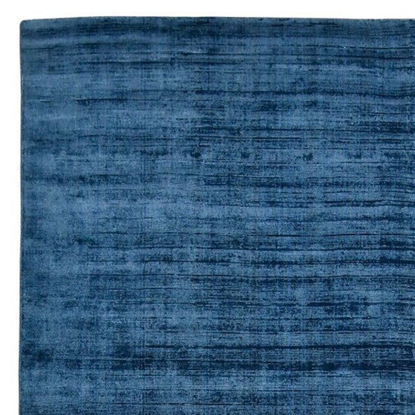 HomeRoots 4' Dark Blue Striped Hand-Woven Area Rug – Artisan Crafted Soft Viscose for Timeless Elegance in Any Room 5' X 8' 570250