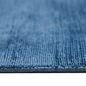 HomeRoots 4' Dark Blue Striped Hand-Woven Area Rug – Artisan Crafted Soft Viscose for Timeless Elegance in Any Room 5' X 8' 570250