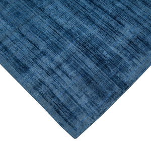HomeRoots 4' Dark Blue Striped Hand-Woven Area Rug – Artisan Crafted Soft Viscose for Timeless Elegance in Any Room 5' X 8' 570250