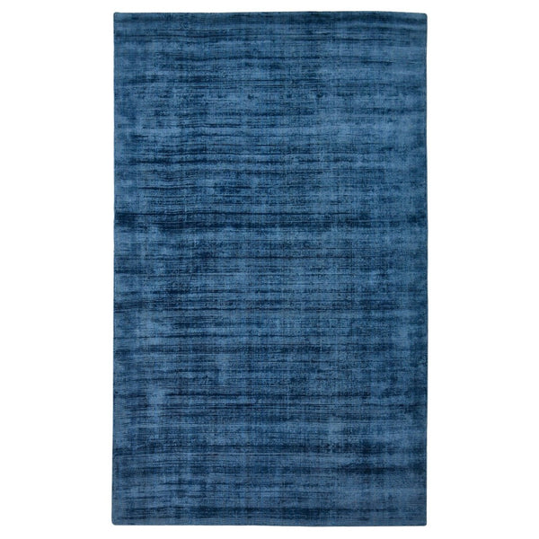 HomeRoots 4' Dark Blue Striped Hand-Woven Area Rug – Artisan Crafted Soft Viscose for Timeless Elegance in Any Room 5' X 8' 570250