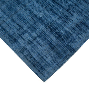 Hand Woven Blue Stripe Area Rug Artisan Flatweave Viscose Accent for Living or Dining Room