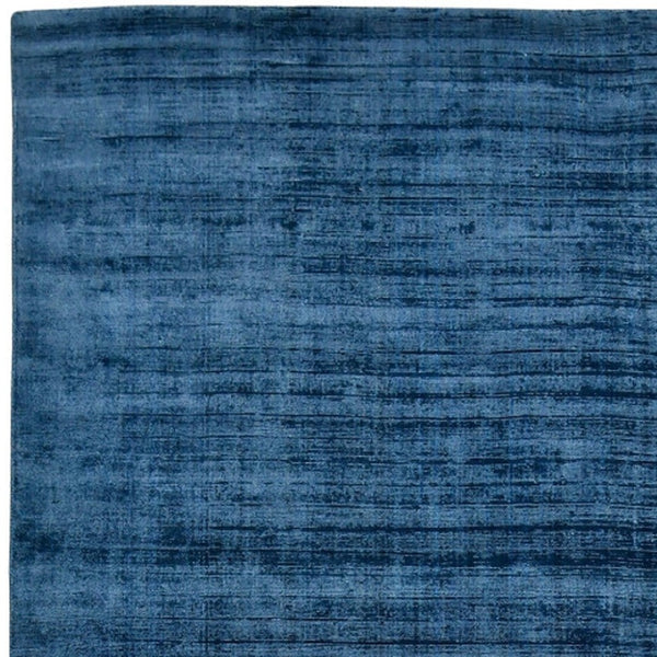 HomeRoots 4' Dark Blue Striped Hand-Woven Area Rug – Artisan Crafted Soft Viscose for Timeless Elegance in Any Room 10' X 14' 570253