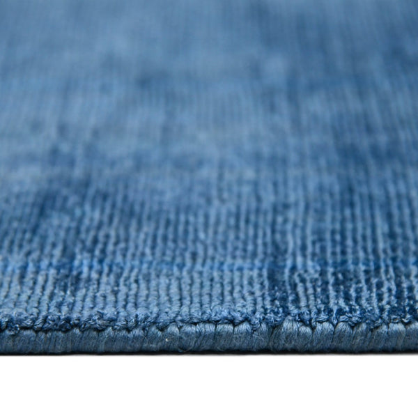HomeRoots 4' Dark Blue Striped Hand-Woven Area Rug – Artisan Crafted Soft Viscose for Timeless Elegance in Any Room 10' X 14' 570253
