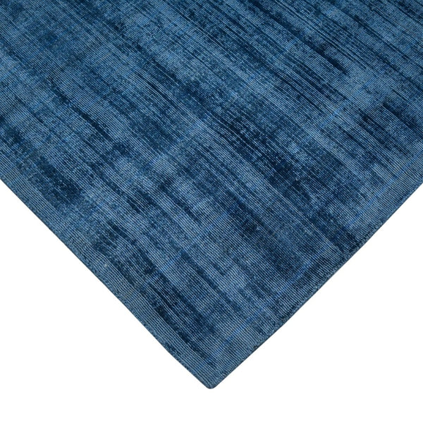 HomeRoots 4' Dark Blue Striped Hand-Woven Area Rug – Artisan Crafted Soft Viscose for Timeless Elegance in Any Room 10' X 14' 570253