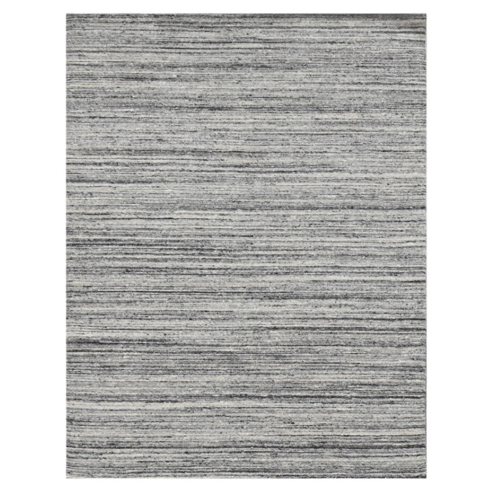 HomeRoots 4' Striped Wool Area Rug in Ivory, Gray & Black – Hand-Woven Artisan Design for Cozy Spaces 4' X 6' 570255