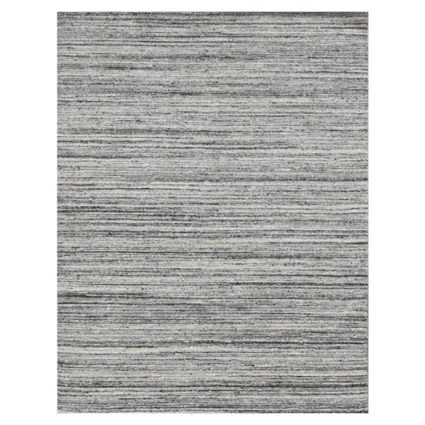 HomeRoots 4' Striped Wool Area Rug in Ivory, Gray & Black – Hand-Woven Artisan Design for Cozy Spaces 4' X 6' 570255
