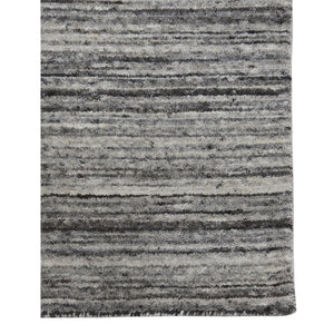 HomeRoots 4' Striped Wool Area Rug in Ivory, Gray & Black – Hand-Woven Artisan Design for Cozy Spaces 4' X 6' 570255