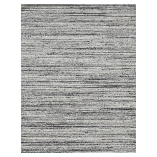 HomeRoots 4' Striped Wool Area Rug in Ivory, Gray & Black – Hand-Woven Artisan Design for Cozy Spaces 4' X 6' 570255