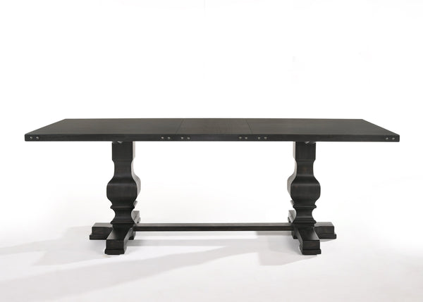 English Elm Morland Vintage Black Trestle Dining Table with 45mm Mindy Veneer Top, Metal Nail Edge, 100lb Limit B2726S00252