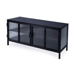 Butler Specialty Hoxton Ribbed Glass Tv Stand - Elevate Your Living Room With Urban Chic Style And Modern Design Black Iron,Glass 5703025-butler