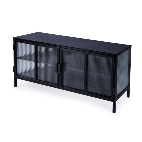 Butler Specialty Hoxton Ribbed Glass Tv Stand - Elevate Your Living Room With Urban Chic Style And Modern Design Black Iron,Glass 5703025-butler