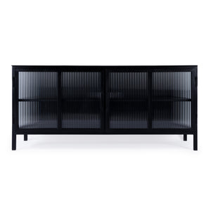 Butler Specialty Hoxton Ribbed Glass Tv Stand - Elevate Your Living Room With Urban Chic Style And Modern Design Black Iron,Glass 5703025-butler