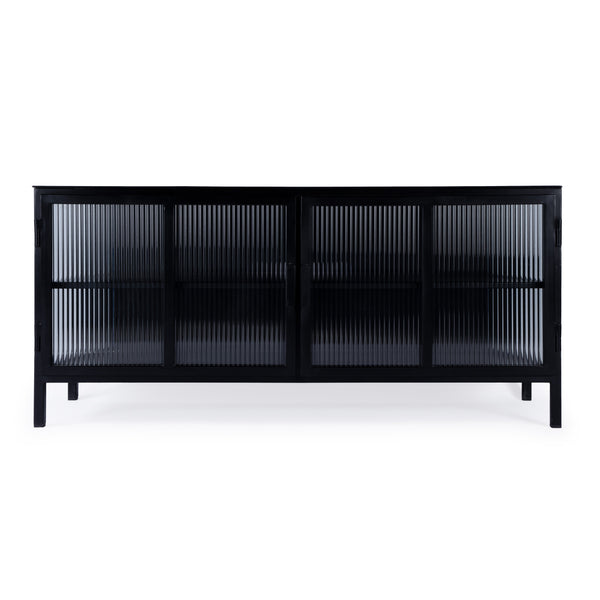 Butler Specialty Hoxton Ribbed Glass Tv Stand - Elevate Your Living Room With Urban Chic Style And Modern Design Black Iron,Glass 5703025-butler
