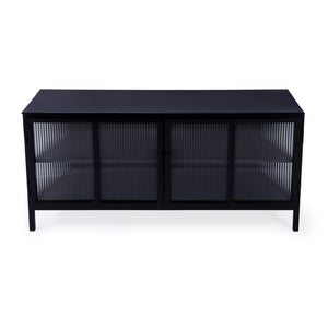 Butler Specialty Hoxton Ribbed Glass Tv Stand - Elevate Your Living Room With Urban Chic Style And Modern Design Black Iron,Glass 5703025-butler