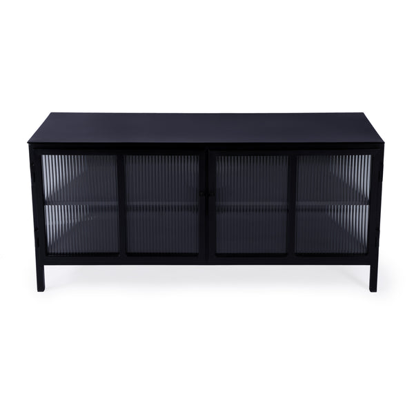 Butler Specialty Hoxton Ribbed Glass Tv Stand - Elevate Your Living Room With Urban Chic Style And Modern Design Black Iron,Glass 5703025-butler