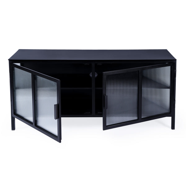 Butler Specialty Hoxton Ribbed Glass Tv Stand - Elevate Your Living Room With Urban Chic Style And Modern Design Black Iron,Glass 5703025-butler