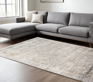 HomeRoots 5' Hand Woven Wool Area Rug with Stripes in Beige, Gray, and Orange - Rustic Charm for Any Space 10' X 14' 570306