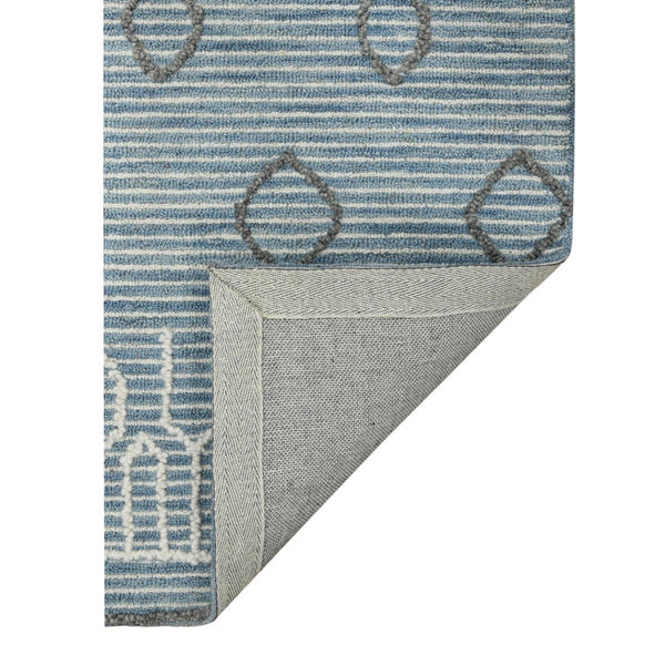 HomeRoots 5' Hand Hooked Wool Area Rug in Blue Gray and Ivory - Modern Geometric Design for Any Room 8' X 10' 570309