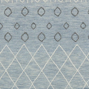 HomeRoots 5' Hand Hooked Wool Area Rug in Blue Gray and Ivory - Modern Geometric Design for Any Room 8' X 10' 570309
