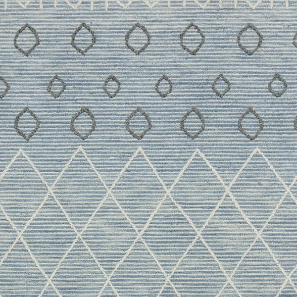 HomeRoots 5' Hand Hooked Wool Area Rug in Blue Gray and Ivory - Modern Geometric Design for Any Room 8' X 10' 570309