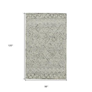 HomeRoots 5' Gray Ivory and Black Wool Argyle Hand Hooked Area Rug – Timeless Design for Cozy Interiors 8' X 10' 570313
