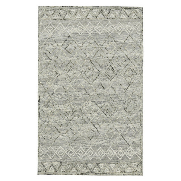 HomeRoots 5' Gray Ivory and Black Wool Argyle Hand Hooked Area Rug – Timeless Design for Cozy Interiors 8' X 10' 570313