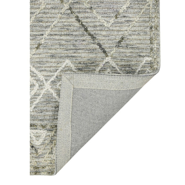 HomeRoots 5' Gray Ivory and Black Wool Argyle Hand Hooked Area Rug – Timeless Design for Cozy Interiors 9' X 13' 570314