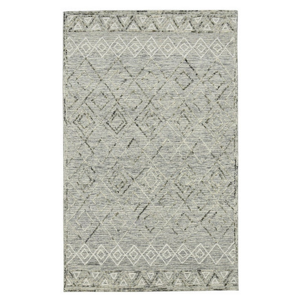 HomeRoots 5' Gray Ivory and Black Wool Argyle Hand Hooked Area Rug – Timeless Design for Cozy Interiors 9' X 13' 570314
