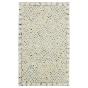 HomeRoots 8' Hand Hooked Wool Area Rug - Earthy Southwestern Design in Ivory, Gray, and Rust for Cozy Spaces 8' X 10' 570317