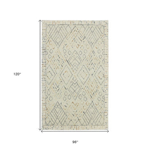 HomeRoots 8' Hand Hooked Wool Area Rug - Earthy Southwestern Design in Ivory, Gray, and Rust for Cozy Spaces 8' X 10' 570317