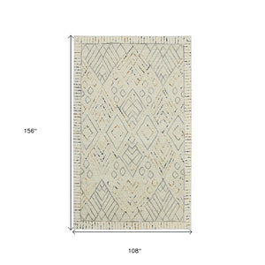 HomeRoots 8' Hand Hooked Wool Area Rug - Earthy Southwestern Design in Ivory, Gray, and Rust for Cozy Spaces 9' X 13' 570318