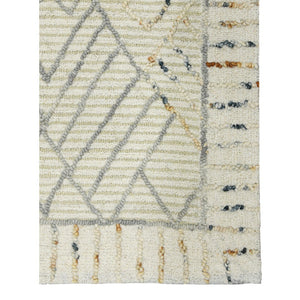 HomeRoots 8' Hand Hooked Wool Area Rug - Earthy Southwestern Design in Ivory, Gray, and Rust for Cozy Spaces 9' X 13' 570318