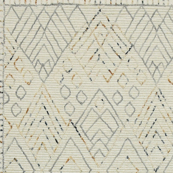 HomeRoots 8' Hand Hooked Wool Area Rug - Earthy Southwestern Design in Ivory, Gray, and Rust for Cozy Spaces 9' X 13' 570318