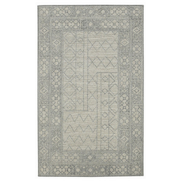 HomeRoots 5' Hand-Hooked Wool Southwestern Area Rug - Gray & Ivory, Artisan Crafted for Cozy Spaces 5' X 8' 570320