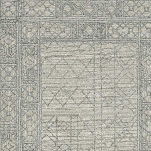 HomeRoots 5' Hand-Hooked Wool Southwestern Area Rug - Gray & Ivory, Artisan Crafted for Cozy Spaces 5' X 8' 570320