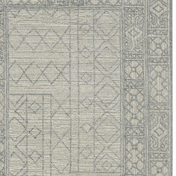 HomeRoots 5' Hand-Hooked Wool Southwestern Area Rug - Gray & Ivory, Artisan Crafted for Cozy Spaces 8' X 10' 570321