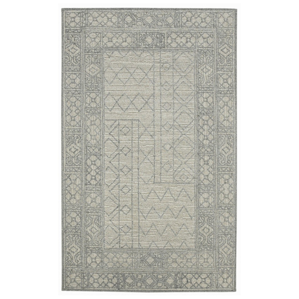HomeRoots 5' Hand-Hooked Wool Southwestern Area Rug - Gray & Ivory, Artisan Crafted for Cozy Spaces 9' X 13' 570322