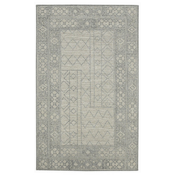 HomeRoots 5' Hand-Hooked Wool Southwestern Area Rug - Gray & Ivory, Artisan Crafted for Cozy Spaces 9' X 13' 570322