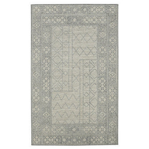HomeRoots 5' Hand-Hooked Wool Southwestern Area Rug - Gray & Ivory, Artisan Crafted for Cozy Spaces 9' X 13' 570322