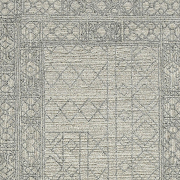 HomeRoots 5' Hand-Hooked Wool Southwestern Area Rug - Gray & Ivory, Artisan Crafted for Cozy Spaces 9' X 13' 570322