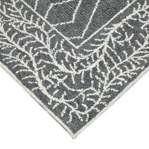 HomeRoots 5' Gray and Ivory Wool Geometric Hand-Hooked Area Rug - Artisanal Warmth for Modern Spaces 8' X 10' 570325