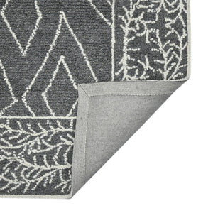 HomeRoots 5' Gray and Ivory Wool Geometric Hand-Hooked Area Rug - Artisanal Warmth for Modern Spaces 9' X 13' 570326