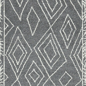 HomeRoots 5' Gray and Ivory Wool Geometric Hand-Hooked Area Rug - Artisanal Warmth for Modern Spaces 9' X 13' 570326