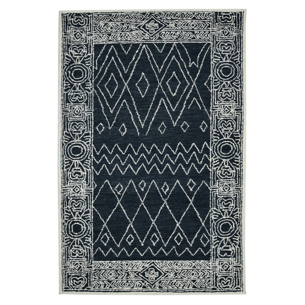 HomeRoots 5' Handcrafted Southwestern Wool Area Rug in Charcoal and Ivory – Perfect for Cozy Living Spaces 8' X 10' 570329